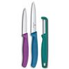 Victorinox Swiss Classic Set 3 Pezzi Coltello Pomodori, Verdura e | Lama seghettata e liscia in acciaio inox per frutta e verdura, impugnatura ergonomica colorata, Swiss Made