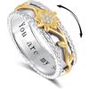 KINGWHYTE Anelli con margherita, in argento Sterling 925, con margherita, anti-stress, per compleanno, Natale, regalo per ragazze e donne, Argento sterling