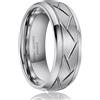 SOXEMAN Anello Nuziale Uomo in Tungsteno, Larghezza 8mm con Motivo Chevron, Finitura Satinata Industriale (Misura USA) | Tungsteno Argento | Misura USA 14 (72,3 mm)