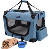 Petprsco Gabbia per cani pieghevole portatile, 60 x 42 x 42 cm, con morbida coperta calda e ciotola pieghevole, per gatti di taglia grande e cani di piccola taglia, per interni ed esterni