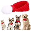Naler Sciarpa Natalizia per Animali Domestici Sciarpa Rossa a Maglia per Animali Domestici con Pom Pom Bianco, Regalo Natale per Cani e Gatti Feste E Cosplay 60 * 8.5 cm, L