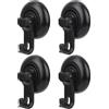 Tinoaly 4pz Ganci a Ventosa Doccia, Ganci Riutilizzabili per Aspirazione a Vuoto Resistente Senza Trapano Appendiabiti Asciugamani per Bagno Cucina Specchio Piastrelle in Vetro (Nero)