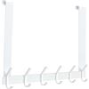 MEIJO Appendiabiti Da Porta, Ganci Porta In Acciaio Inox Con 6 Ganci, Attaccapanni Da Porta Per Cucina Ufficio Bagno (Bianco, spessore 4,5 cm)
