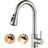 Baollansa Rubinetto Lavello Cucina con Doccetta Estraibile,Rubinetto Cucina con 3 Modalità, Miscelatore Monocomando Lavello Girevole a 360°Rubinetti Lavelli Miscelatori Allungabile (spazzolato)