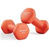 SONGMICS Set di 2 manubri, 2 x 1 kg, manubri corti, esagonali, rivestimento in neoprene, allenamento di forza, allenamento, fitness, casa, arancione papaya SYL902O01