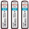 rOtring Tikky - Ricariche per matita meccanica, 0,7 mm, B, 3 pezzi (36 mine)