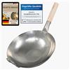 pasoli Wok martellato a mano con eBook (lingua italiana non garantita), teglia tradizionale asiatica, in acciaio al carbonio, padella wok adatta a induzione, diametro 36 cm