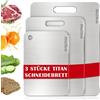 OlyPegic 3 Pezzi Tagliere Acciaio Inox, Doppio Lato per Alimenti, Cucina Tagliere inTitanio per Carne, Frutta, Verdura,Resistente e Igienico (20 * 29cm+34 * 23cm+39 * 28cm)