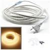 FOLGEMIR Striscia LED 15 metro Bianco Caldo, 2835 SMD 144 LEDs/m, 220V 230V Strip, illuminazione molto luminosa - 900 LM per metro, IP65 impermeabile