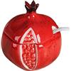 KNBG Zuccheriera in ceramica a forma di frutta, saliera e pepe, con coperchio e cucchiaio, scatola per condimenti (melograno rosso)