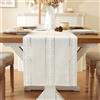 Miuyunya Runner da Tavolo Moderno Bianco Cream 33 x 120 cm Boho Runner Tavola Tessuto in Poliestere di Cotone Centrino Rettangolare Lavabile Decorazioni Matrimonio Tavoli per Soggiorno Mobili Cucina