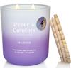 M&SENSE Candele Profumate Soia Lavanda Ambra |400g, Profumo Caldo e Terapeutico 80 Ore, Candela per Serate Relax, Regalo Antistress per Insonnia e Benessere Olistico