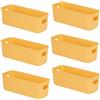 EURXLQ 6 Cestini Portaoggetti Plastica Scatole Organizer con Manici 28 cm,Contenitori per Armadio,Contenitore Plastica,Organizer Portaoggetti per Cucina Bagno Cosmetici,28 x 10 x 11 cm (Giallo)