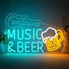 VYXIN VXYIN - Insegna al neon con birra e chitarra, luce LED da parete, per birreria, ristorante, soggiorno, camera da letto, feste, decorazione per casa, negozio