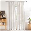 PONY DANCE Tende Lino Semitrasparenti per Salotto Eleganti Decorazione Spesse Linen Curtains con Fettuccia Tende Camera da Letto Moderna 2 Pezzi 140x220 CM, Crema