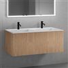 neoro n50 line mobile La: 120 cm con 1 scomparto estraibile, con frontale in rovere profilato, lavabo doppio con 2 fori rubinetteria bianco opaco, BN0098WM+BN0464BPO, n50 [Mobili da Bagno > Mobili con Doppio Lavabo]