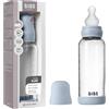 Bibs Biberon in vetro BIBS. Anti-coliche. Tettarella rotonda in Silicone. Favorisce l'allattamento naturale al seno. 240ml, Complete Set - Baby Blue