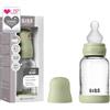 Bibs Biberon in vetro BIBS. Anti-coliche. Tettarella rotonda in Silicone. Favorisce l'allattamento naturale al seno. 120ml, Complete Set - Sage