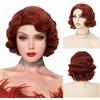 Salaibs Parrucche Corte Ricci Rosse per Donne Rosso Brunastro Anni '20 Finger Wave Parrucca Fibra Sintetica Anni '30 Costume Disco Parrucca per Capelli per Cosplay Halloween