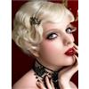 Salaibs Parrucca bionda corta e riccia da donna anni '20, parrucca Figer Wave sintetica resistente al calore, in fibra sintetica, per cosplay costume Halloween parrucca per capelli