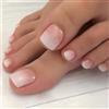 NATOSU 24 pezzi unghie per dita dei piedi con colla gelatina, ballerina rosa francese, unghie finte quadrate, copertura completa, materiale acrilico lucido per nail art fai da te
