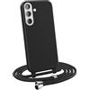 MyGadget Cover per Samsung Galaxy S25 Plus - Custodia con Corda - Case con Cordino Opaca Antiurto | Bumper con Laccio | Tracolla - Practical Stylish - Nero