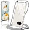 Coiwxmoi Cover per Google Pixel 9A con Cordino 6,3,Trasparente Custodia con Laccio Tracolla Corda Catena Cinghia,Ultra Morbido Silicone TPU Antiurto Case per Google 9A 5G, Grigio Chiaro