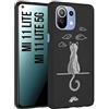 CUSTOMIZZA - Custodia cover nera morbida in tpu compatibile per Xiaomi Mi 11 Lite/Mi 11 Lite 5G gatto mandala stilizzato gattino a rilievo soft touch donna bianca