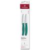 Victorinox Swiss Classic, Set di coltelli per pelare e verdure, 2 pezzi, Lama extra-affilata, Bordo dritto per tagli precisi, 8 cm, Acciaio inossidabile, Verde