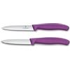 Victorinox Swiss Classic Set 2 Coltelli da Pomodoro e Spelucchino, Viola | Ideale per frutta e verdura, lame in acciaio inox da 11 cm e 8 cm, manico ergonomico, lavabile in lavastoviglie, Swiss Made