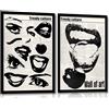 YXNARTLQ Tela artistica da parete vintage anni '70, eccentrica, occhi femminili, labbra, estetica, poster con stampe astratte in bianco e nero alla moda, decorazione da parete per soggiorno, belle camere da