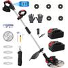 MINENICE 9 inch Decespugliatore a Batteria, Regolabile E Maniglia Telescopica Decespugliatore Elettrico Con 2 Batterie da 4000 mAh E 4 Tipi Di Lame per Prato Campo da Giardino