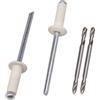 SKIR'CO 500 rivetti ciechi verniciati, 4,0 x 12 mm, in alluminio, DIN 7337, testa a cupola, mandrino in acciaio, rivetti pop (bianco puro RAL 9010)