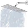 Katezon Soffione Doccia a Pioggia Extra Large, Soffione Doccia Rettangolare in Acciaio Inossidabile ad Alto Flusso, Rivestimento Per Doccia a Cascata, Montaggio a Soffitto o a Parete (30 cm x 20 cm, Cromato)