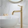 ARCORA Rubinetto Lavabo Alto, Miscelatore Monocomando Alto, Girevole 360°, Cartuccia Ceramica, Ottone Massiccio Acciaio Inox, Regolazione Fluida della Temperatura, per Lavabo da Bagno, Dorato