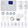 TECPEAK Sistema di allarme GSM/WLAN completo con telecamere di sorveglianza, sistema di allarme TECPEAK casa, sicurezza domestica, con telecamera esterna 1080P