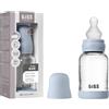Bibs Biberon in vetro BIBS. Anti-coliche. Tettarella rotonda in Silicone. Favorisce l'allattamento naturale al seno. 120ml, Complete Set - Baby Blue