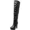 Lroey Reoly Stivali da Donna Sopra Il Ginocchio con Tacco Largo, Stivali Morbidi Tacco Alto Punta Rotonda Boots Senza Chiusura Plateau 118 Nero Numero 42 EU