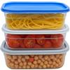 Terryshop74 Set 3 Contenitori Salva Freschezza 360ml + 500ml + 800ml in Plastica - Lavabili, Adatti a Microonde, Freezer e Lavastoviglie - Coperchio a Chiusura - Senza BPA - Trasparenti con Coperchi C