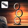 GBLY Lampada da tavolo a LED dimmerabile lampada da comodino moderna lampada da scrivania nera a forma di anello Lampada da notte decorativa da 12 W con cavo da 2,9 m per camera da letto, soggiorno, studio