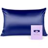 OLESILK Federa 100% seta, per la cura dei capelli e della pelle, con chiusura lampo, 16 momme, 1 pezzo, blu navy, 40 x 60 cm
