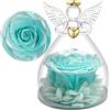 Yamonic Regalo Festa della Mamma, Rosa Stabilizzata Vera Regalo Donna,Rosa Eterna in Angel Cupola Regali Mamma,Figurine di Angeli Regali Nonna Donna Compleanno Angelo Custode Festa della Mamma