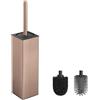 BVL Spazzole e supporto per WC in oro rosa, in metallo, con 2 testine, in silicone, per il bagno