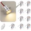 HHTUN Mini faretto LED 902 120°, DC12V 1W, 80Ra, 75lm, dimensioni ridotte, installazione integrata, adatto per l'illuminazione di mobili come cantinette per vino, scarpiere, ecc.(6000K,Silver,9Pack)