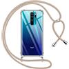 Pnakqil Cover per Xiaomi Redmi Note 8 Pro con Cordino, Trasparente Custodia con Laccio Tracolla Cellulare Girocollo Collana Protettiva per Redmi Note 8 Pro 6.53 Pollic, Khaki