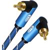 EMK Cavo RCA ad angolo retto, EMK 0,5M 90 gradi RCA a RCA Cavo audio stereo placcato oro 24K per home theater, HDTV, amplificatori, sistemi Hi-Fi
