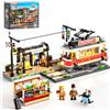 Lumibricks Tram Storico e Stazione Blocchi con Luce, 1274 Pcs, Decorazione Vintage, con 2 Scene: Tram e Carrozza Bar, compatibile con Modular Buildings - Idea Regalo per Adulti,L9084