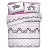 HomeLife Trapunta Matrimoniale Invernale 260X280 Made in Italy | Piumone Letto Matrimoniale 300 gr/mqAutunno/Inverno | Caldo Piumone Anallergico | Piumino Fantasia Gattini e Cuori | Rosa, 2P