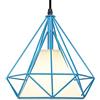 PETITES ECREVISSES Lampadario Industriale Vintage Lampada a Sospensione da Soffitto Gabbia Diamanti Di Metallo Paralume Ø25cm Retro Plafoniera E27 Loft Stile (Blu)