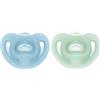 Nuk Ciuccio Sensitive | 0-6 Mesi | 100% Silicone per Pelli Sensibili | Senza Bpa | Verde e Blu | 2 Pezzi